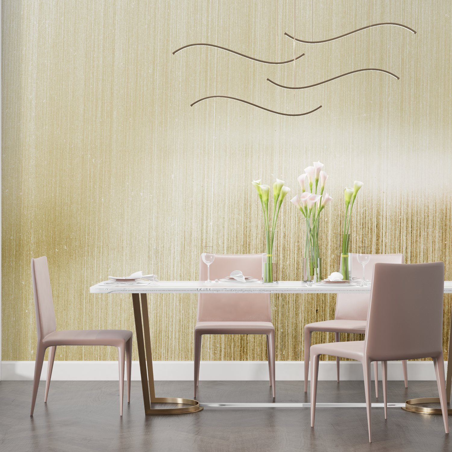 Papier Peint Brossé Doré - salon