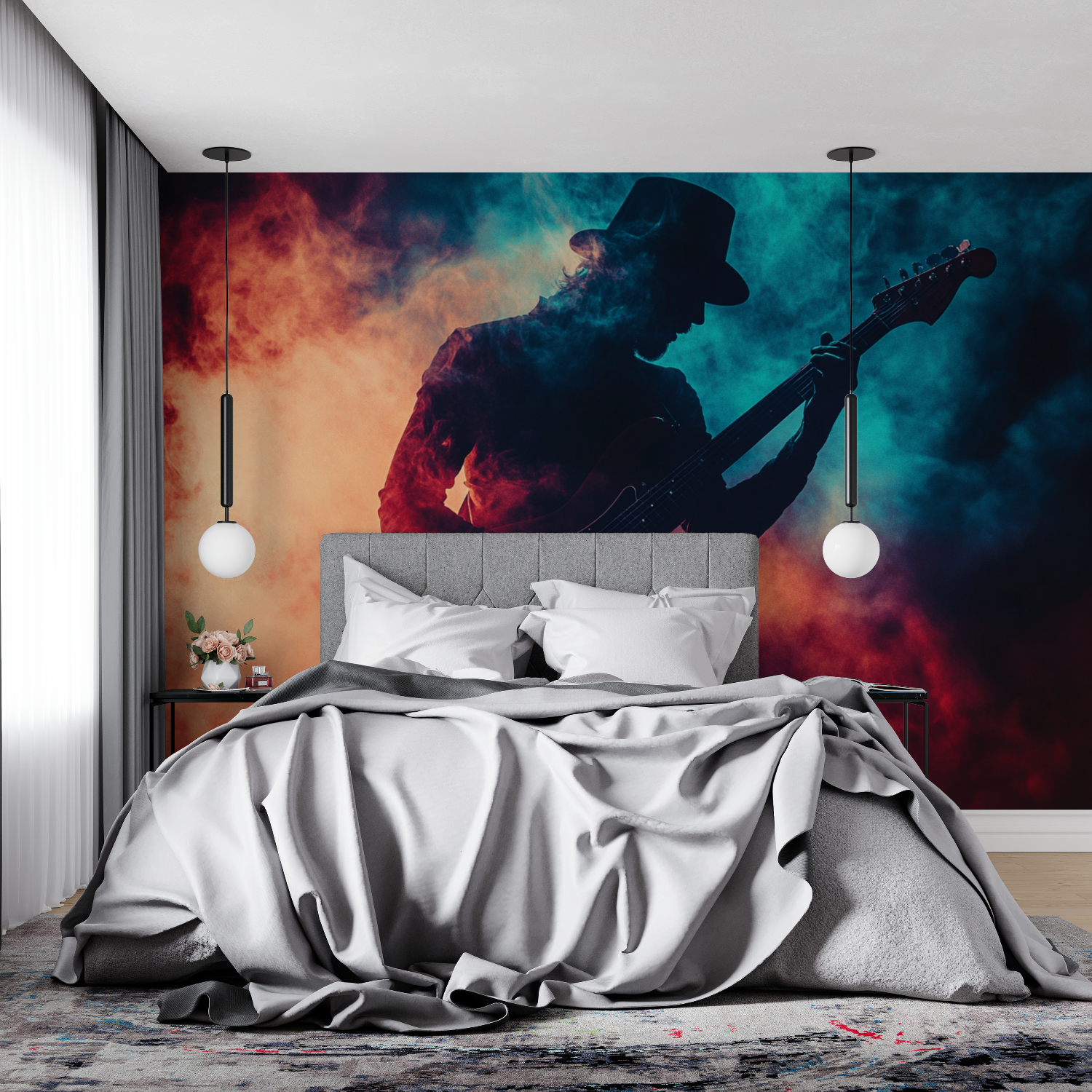 Papier peint guitariste lets rock 4murs