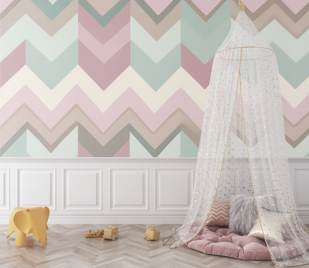 Papier peint bébé Motifs chevrons - chambre de bebe