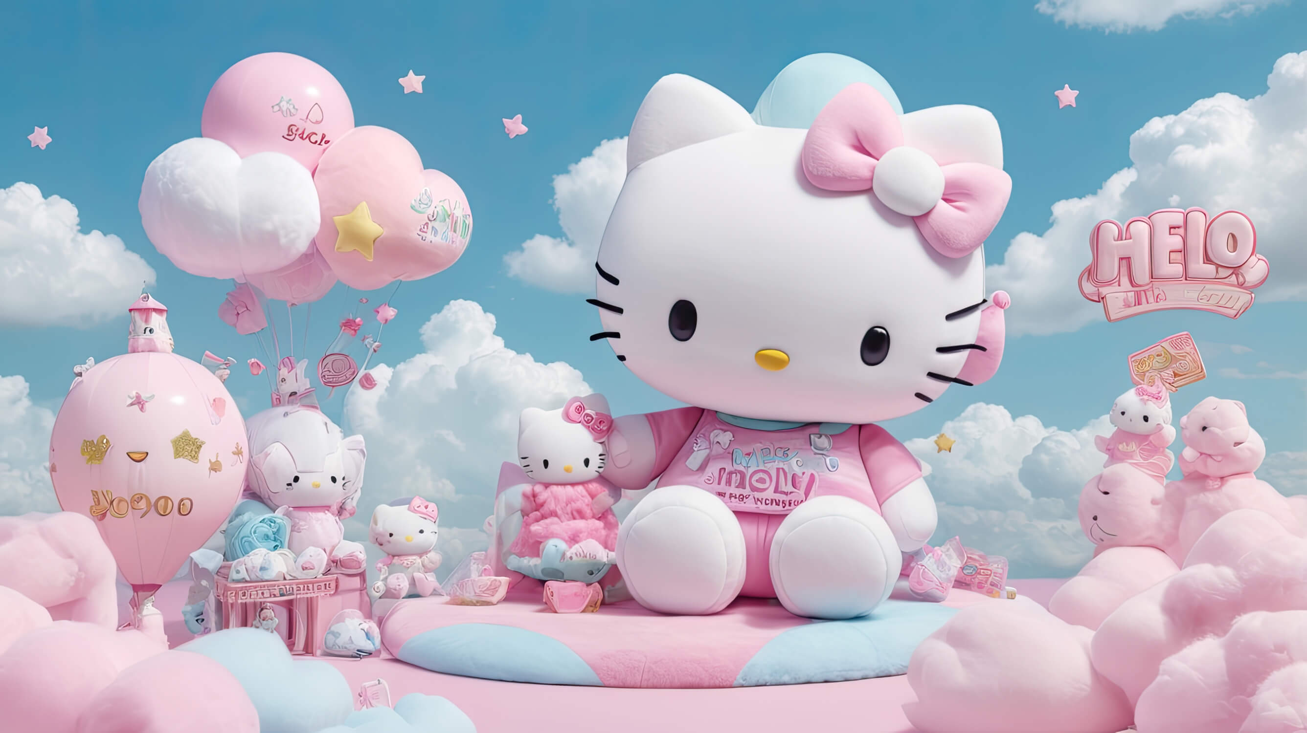 Papier Peint Hello Kitty Monde 3D