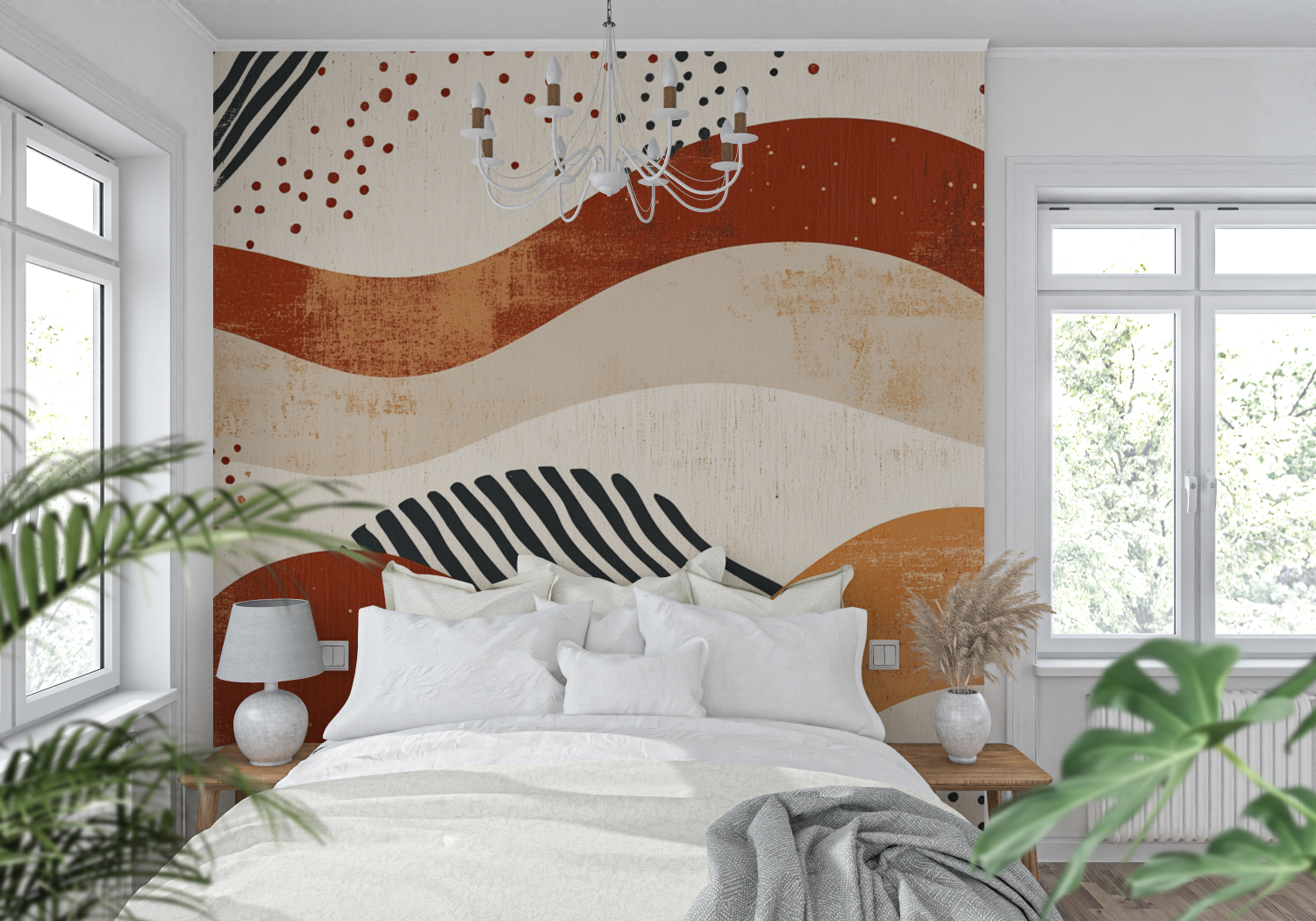 Papier peint terracotta inspiration japandi tendance mur