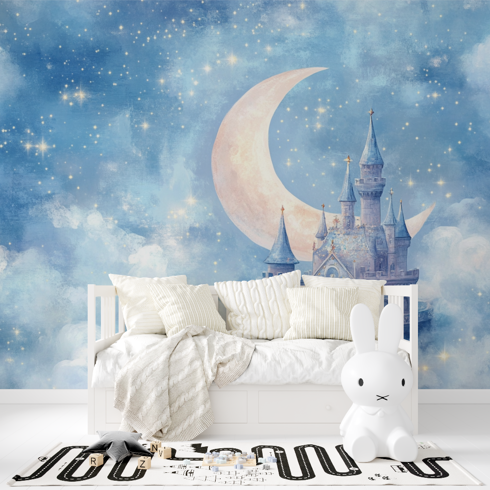 Papier peint lune chambre bebe tapisserie fille