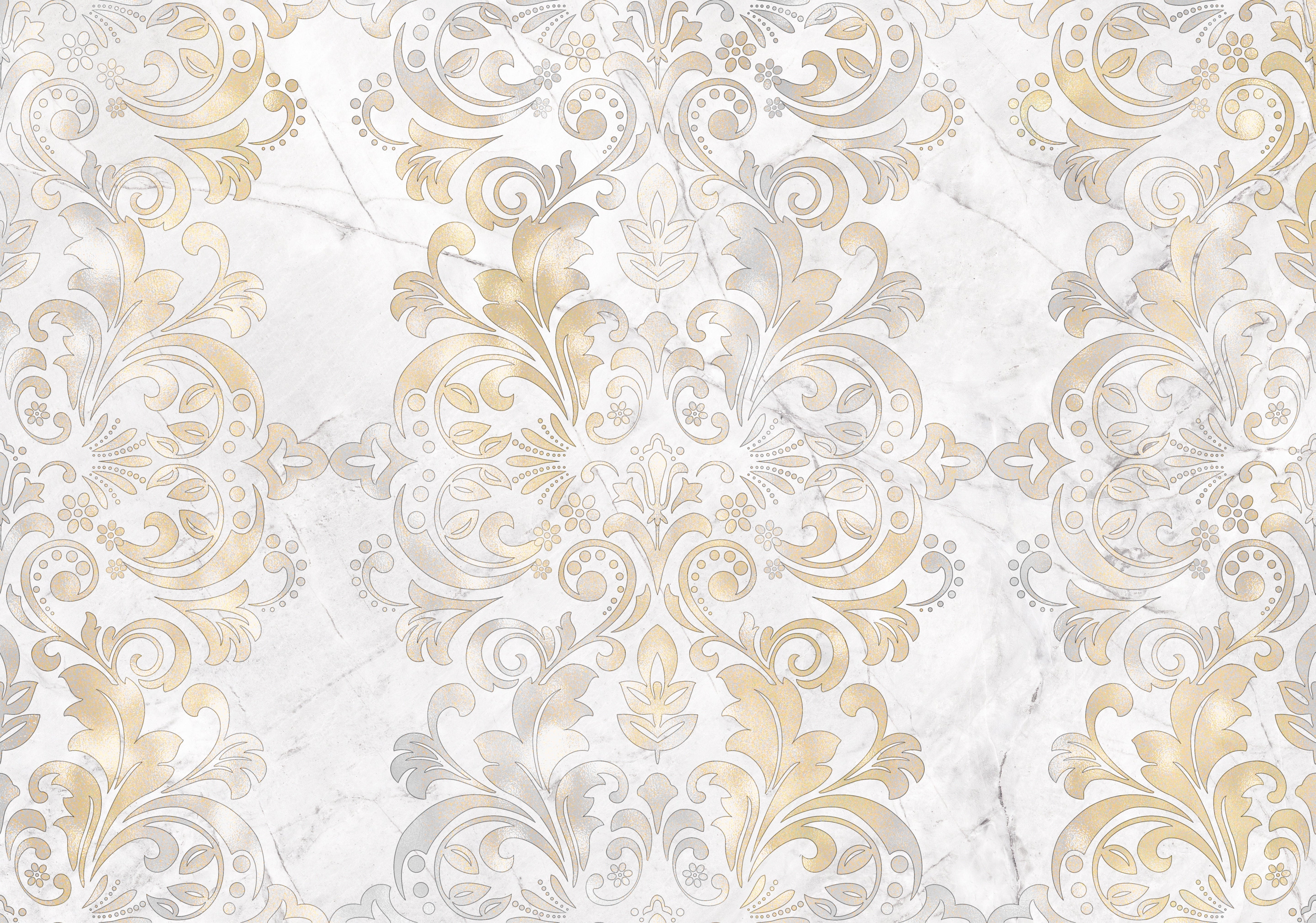 Papier Peint Baroque Beige Doré
