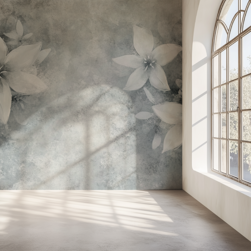 Papier peint fleur edelweiss mur simple