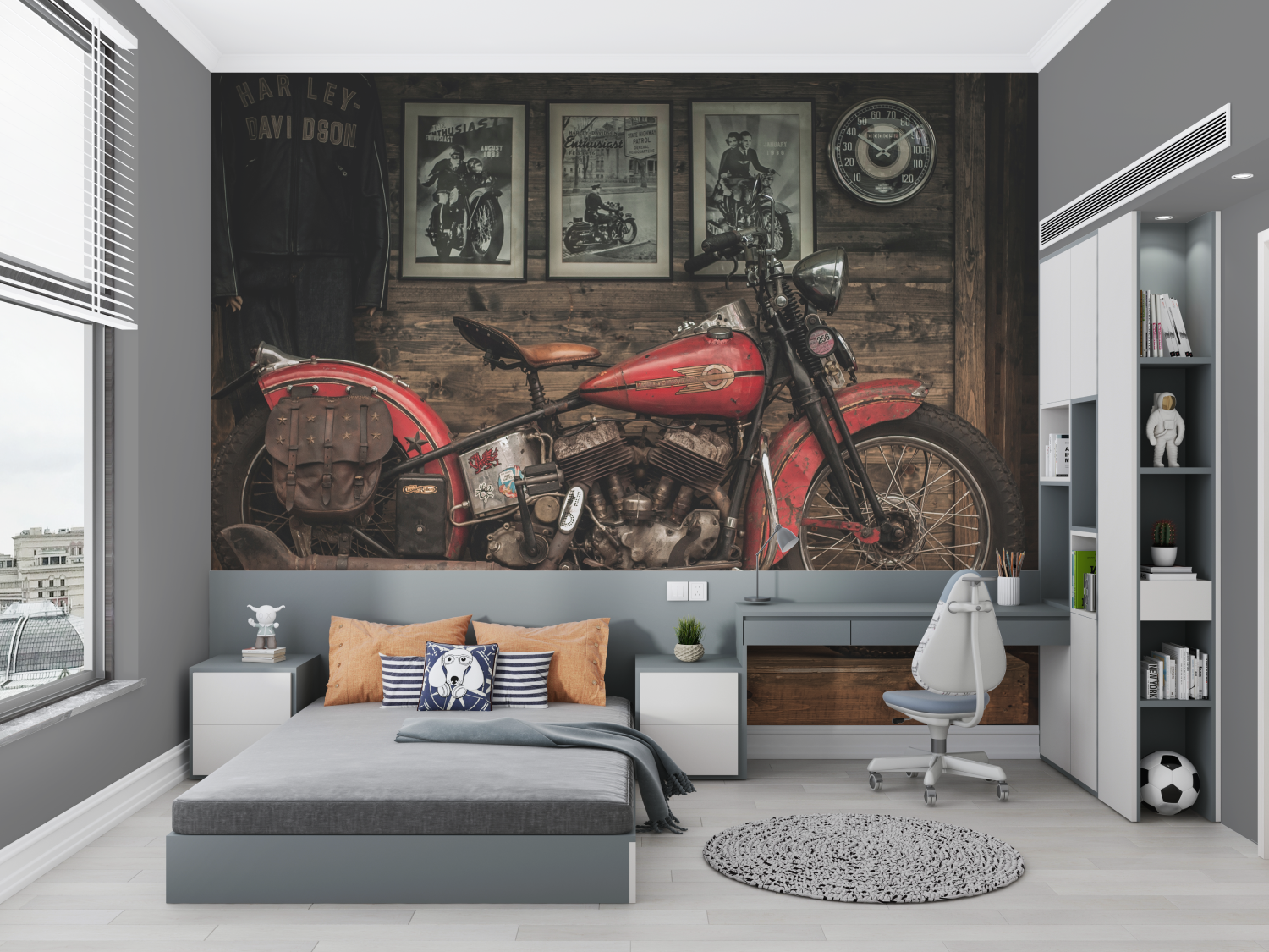 Papier peint moto americaine chambre petit