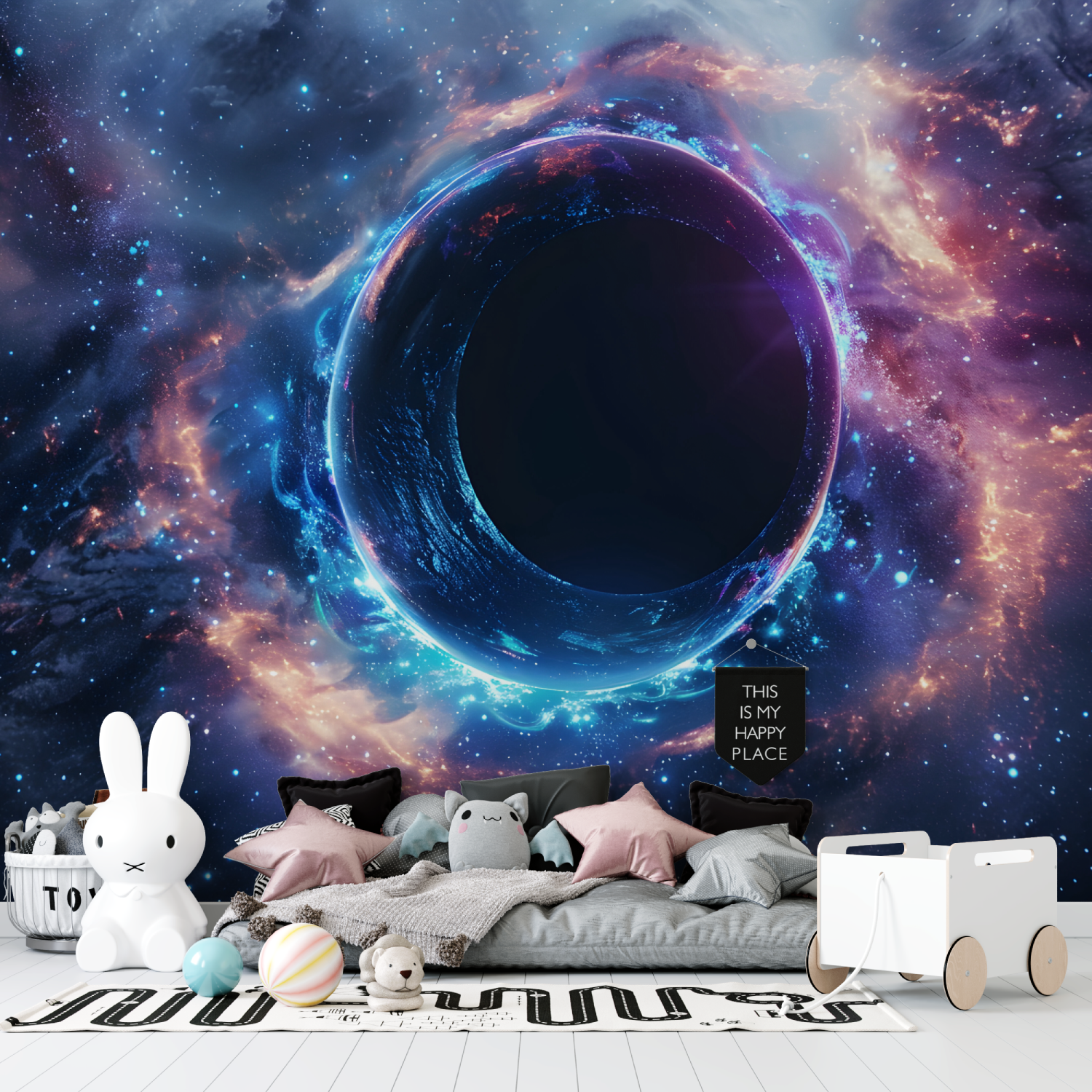 Papier peint espace trou noir tapisserie garcon