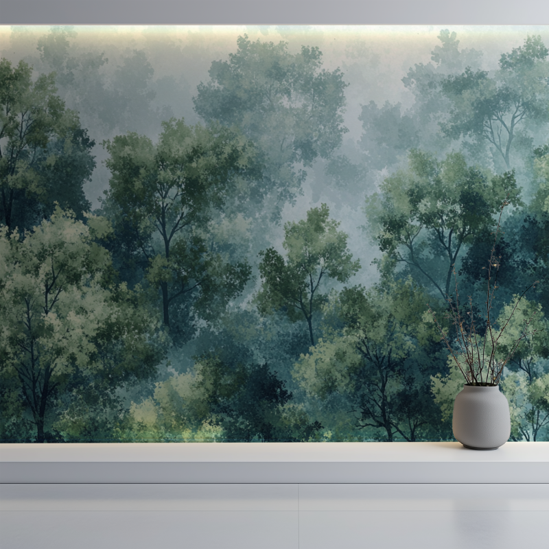 Papier peint arbre nature mur blanc