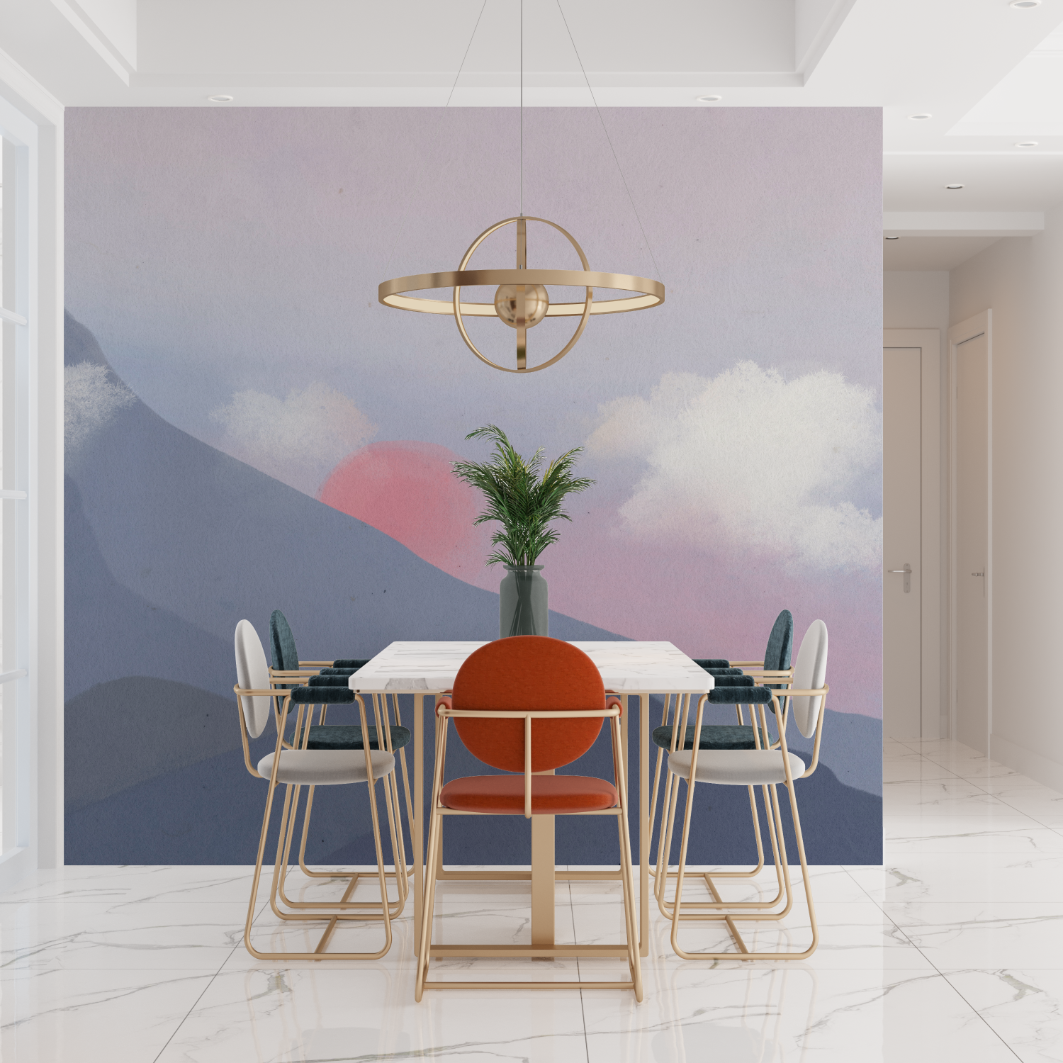 Papier peint aquarelle montagnes tendances