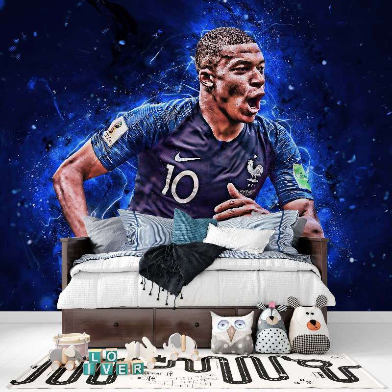 Papier peint chambre garcons 10...mbappe tapisserie pour ado