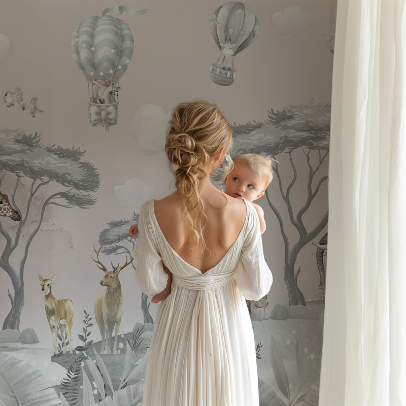 Papier peint lion savane rose bb123