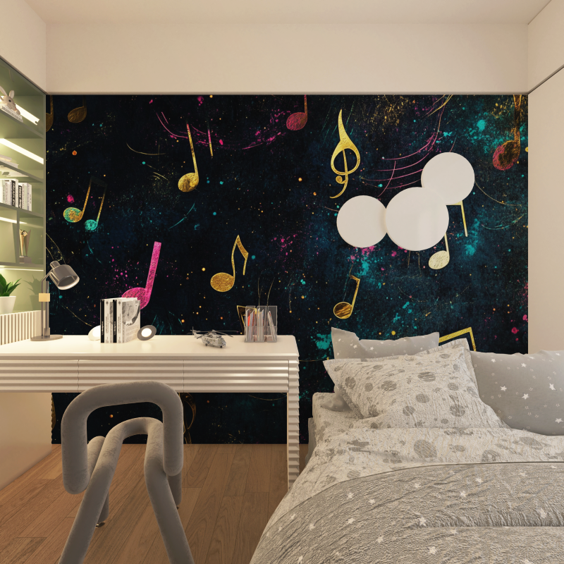 Papier peint musique note chambre adolescents