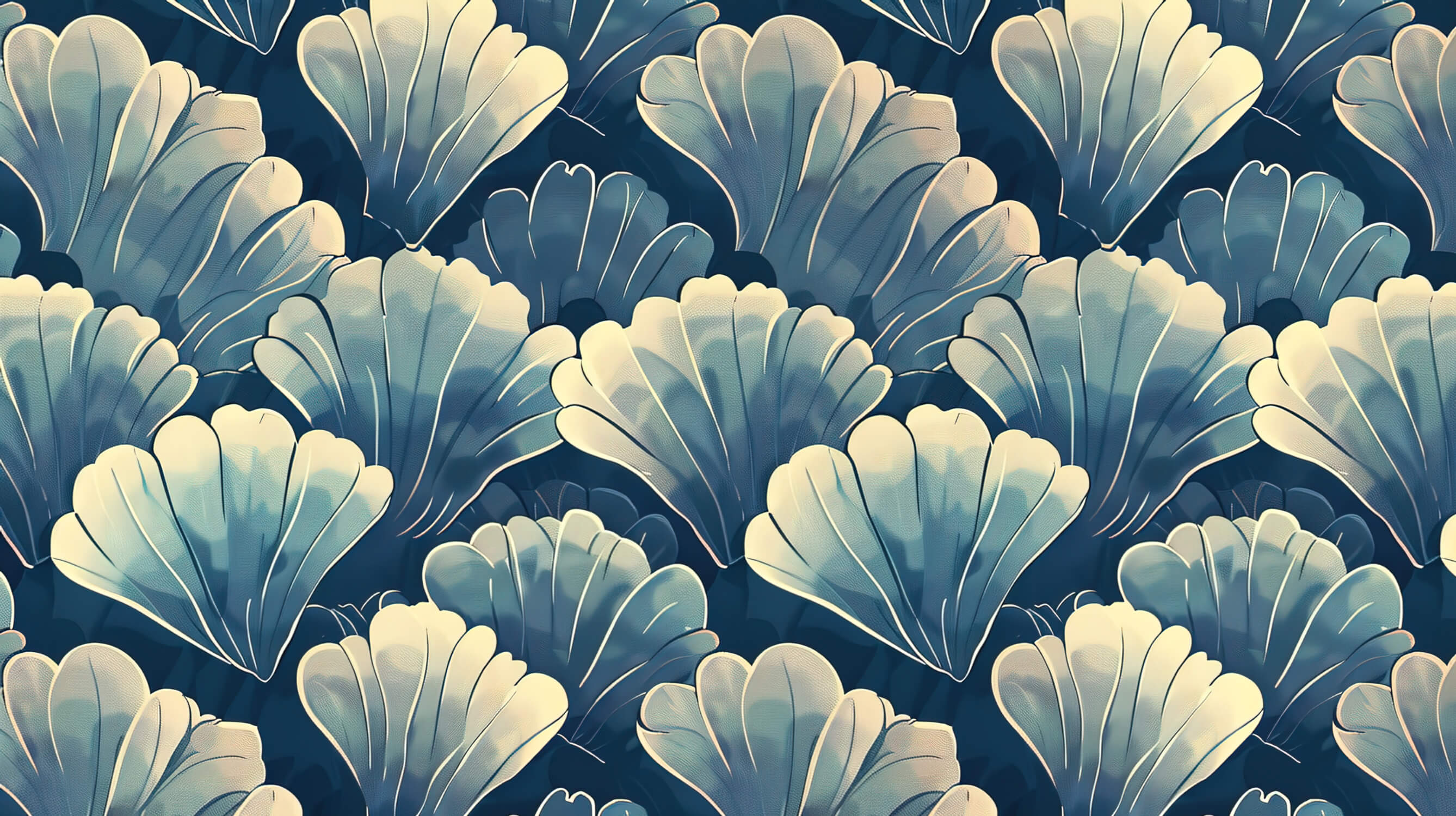 Papier Peint Art Déco Bleu Coquilles