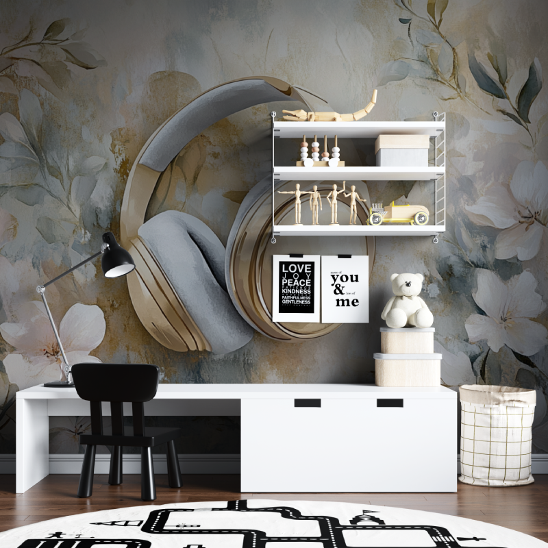 Papier peint casque delicat tapisserie chambre ados