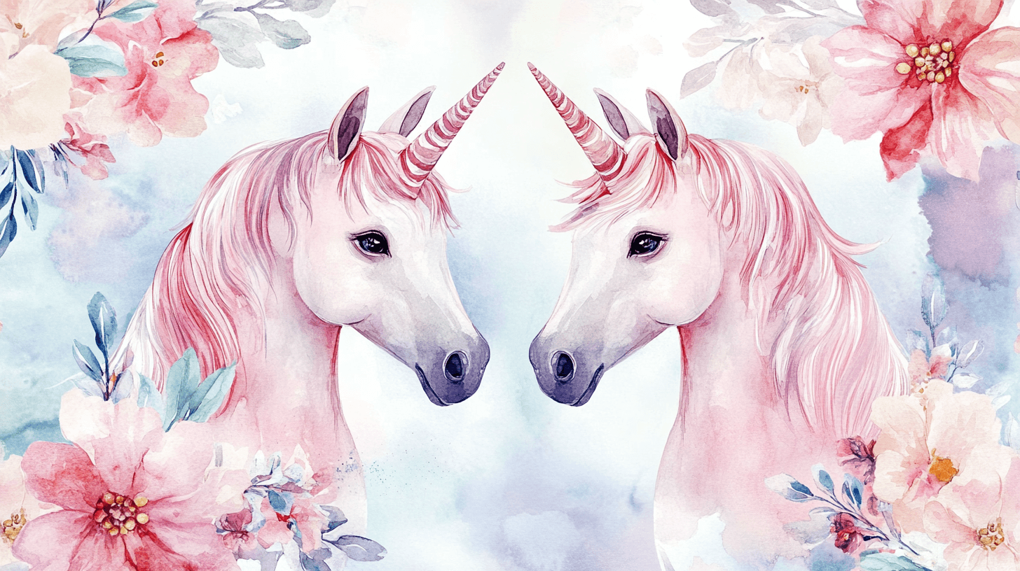 Papier Peint Tapisserie Licorne Duo Avec Bannières