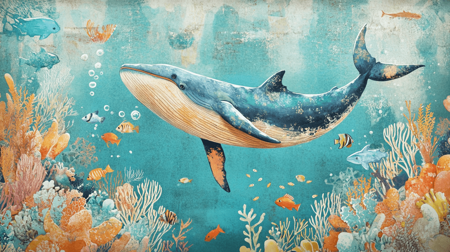Papier Peint Baleine Et Corail