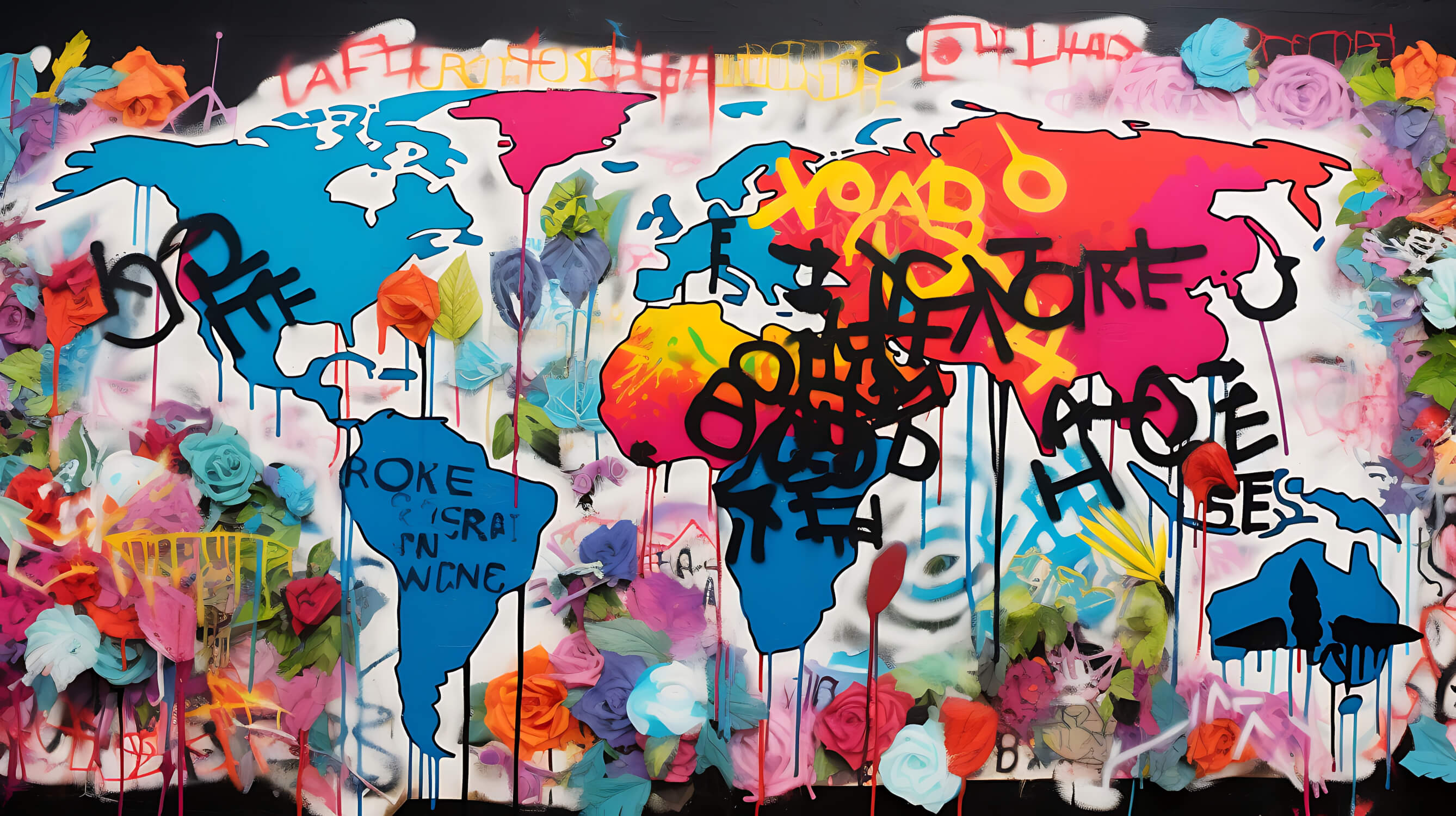 Papier Peint Carte Du Monde Street Art