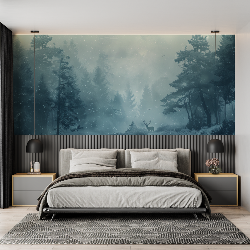 Papier peint cerf scandinave mural adulte