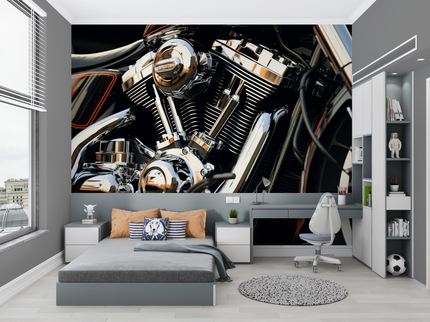 Papier peint moteur harley davidson chambre petit