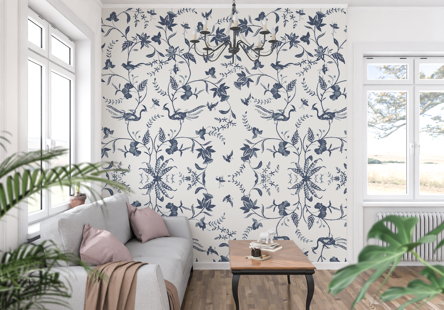 Papier Peint Toile De Jouy Moderne - francais