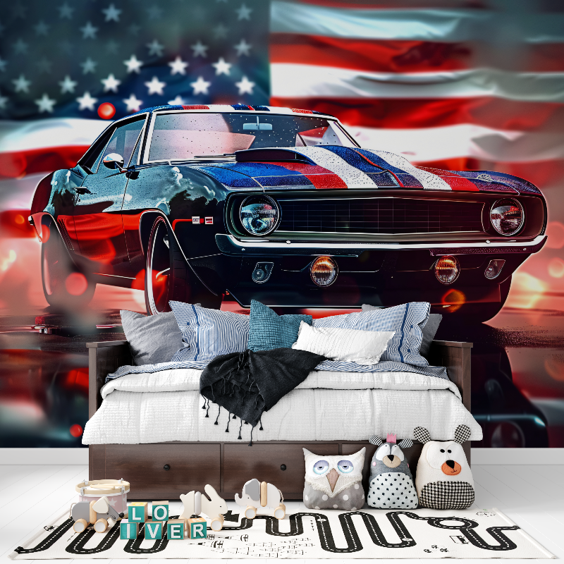 Papier peint voiture americaine tapisserie pour ado