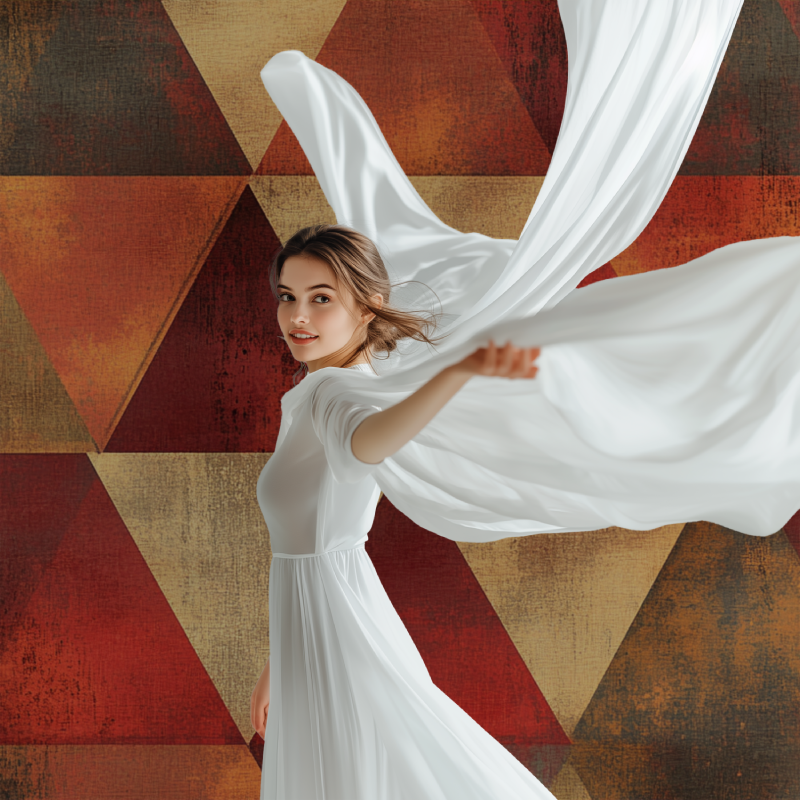 Papier peint vintage triangle rouge modele