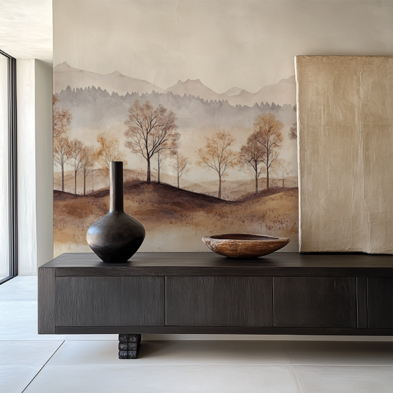 Papier peint arbre beige salle manger papier