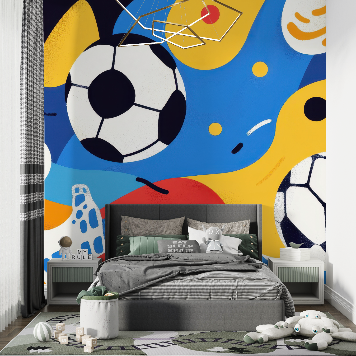 Papier peint ballon foot enfant chambre de garcon