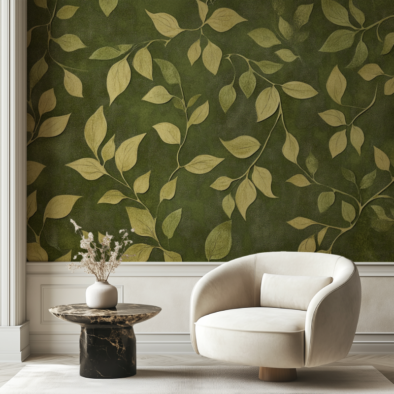 Papier peint vintage plante chaise tendance