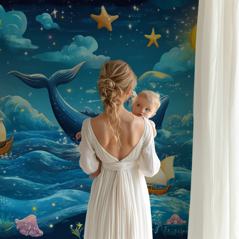 Papier peint marin deco chambre ocean onirique bb123