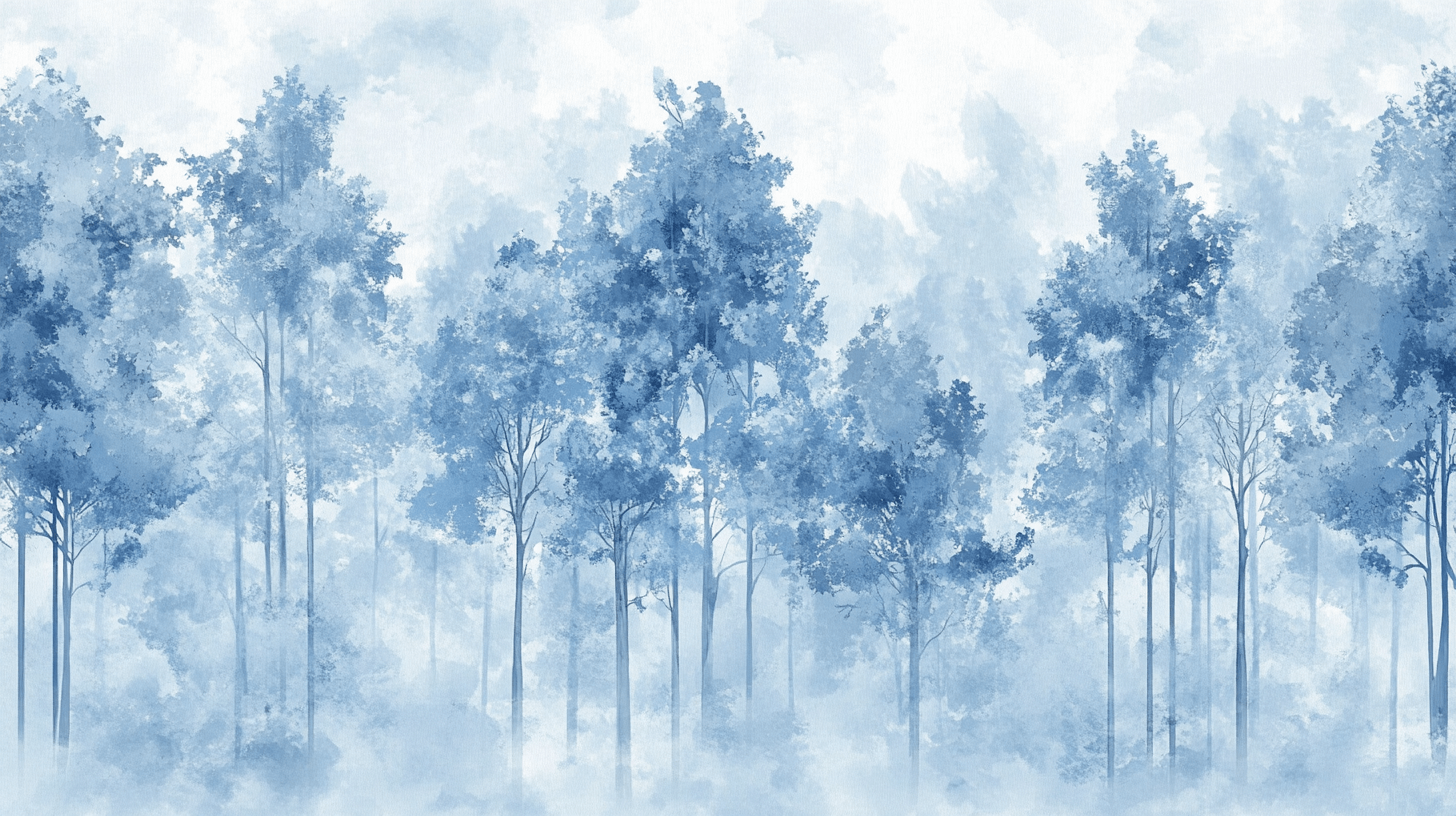 Papier Peint Arbre Balc Bleu