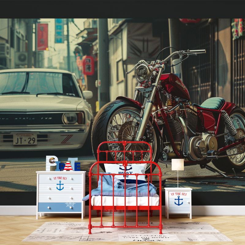 Papier peint moto et voiture garcon567