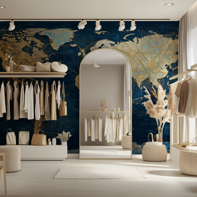 Papier peint carte du monde murale dressing