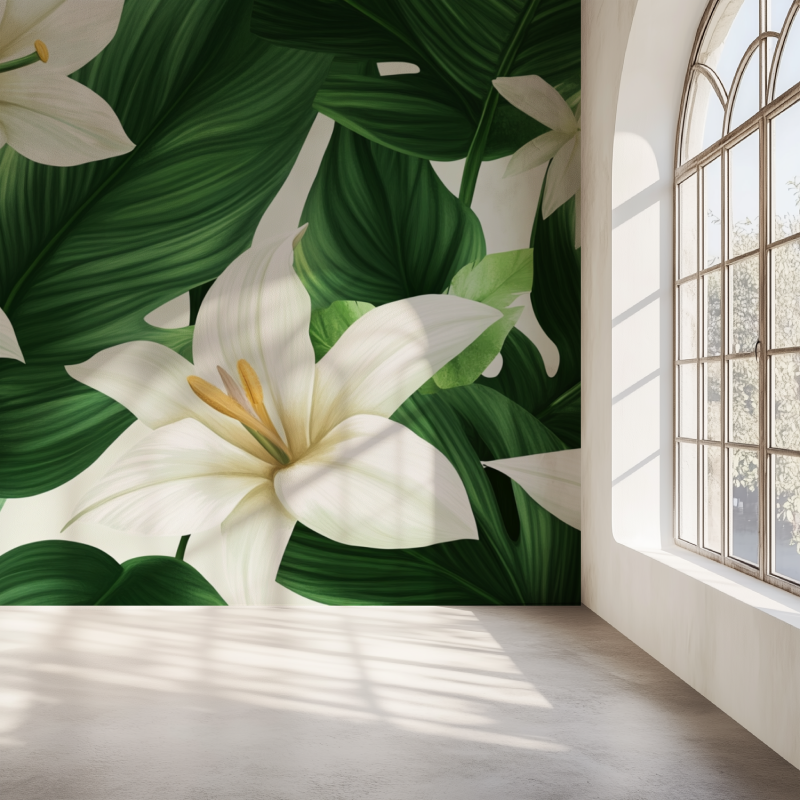 Papier peint fleur du pape mur simple