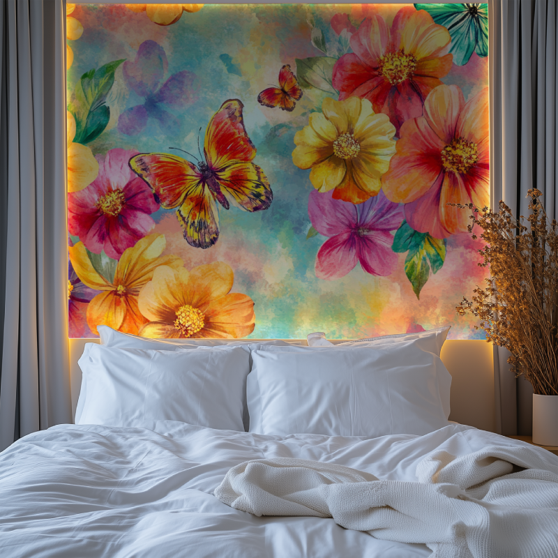 Papier peint fleur et oiseau tropical chambre premium