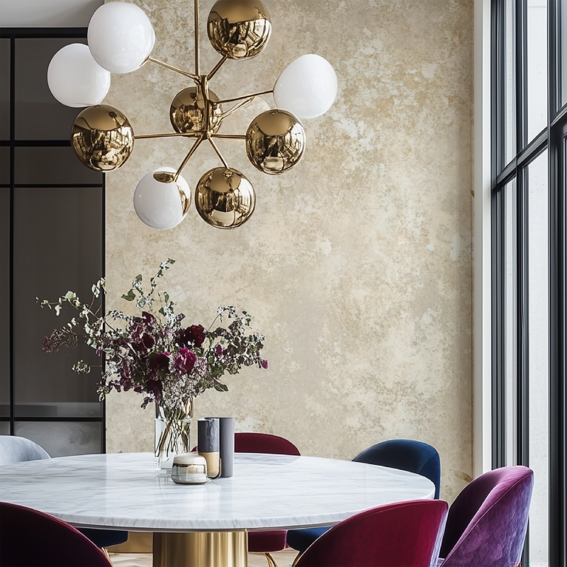 Papier peint vintage leu salon chaise