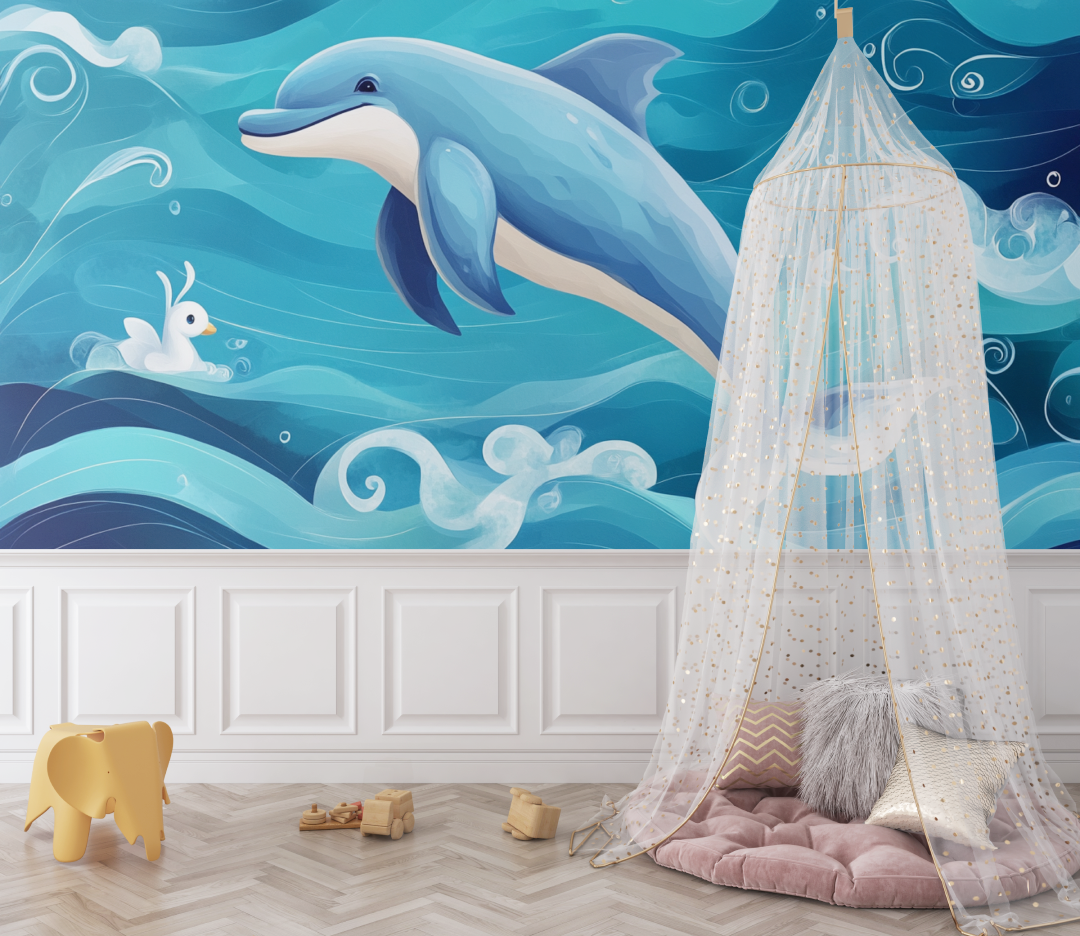 Papier peint marin flipper le dauphin bebe