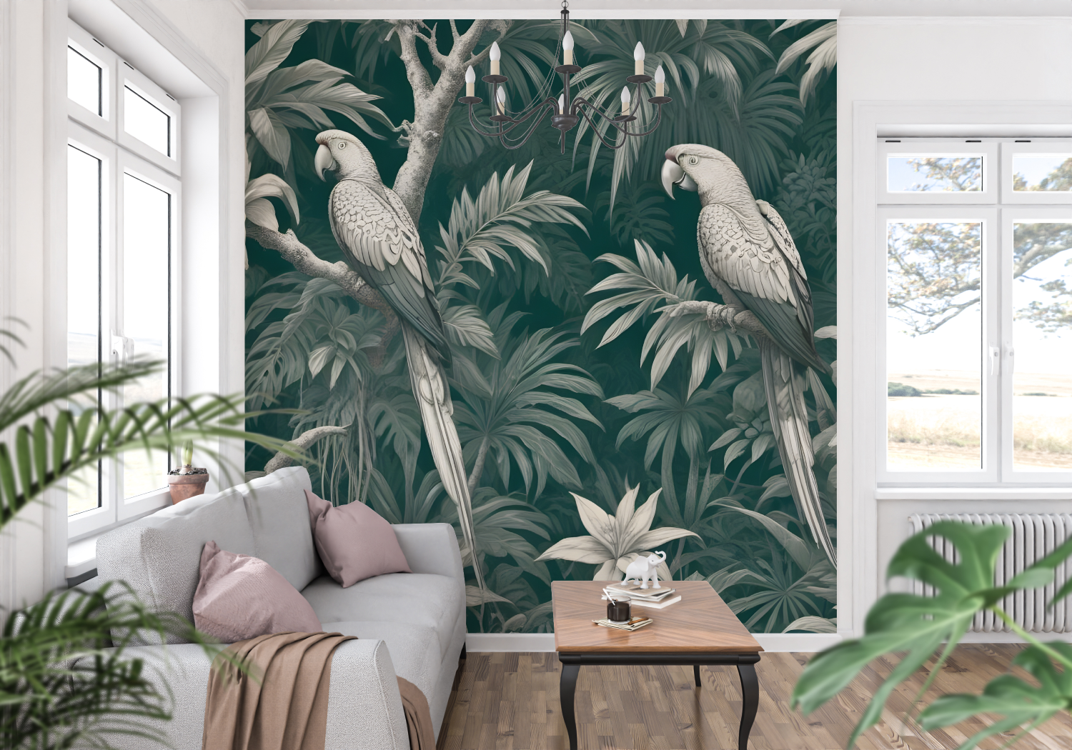 Papier Peint Toile De Jouy Exotique - francais