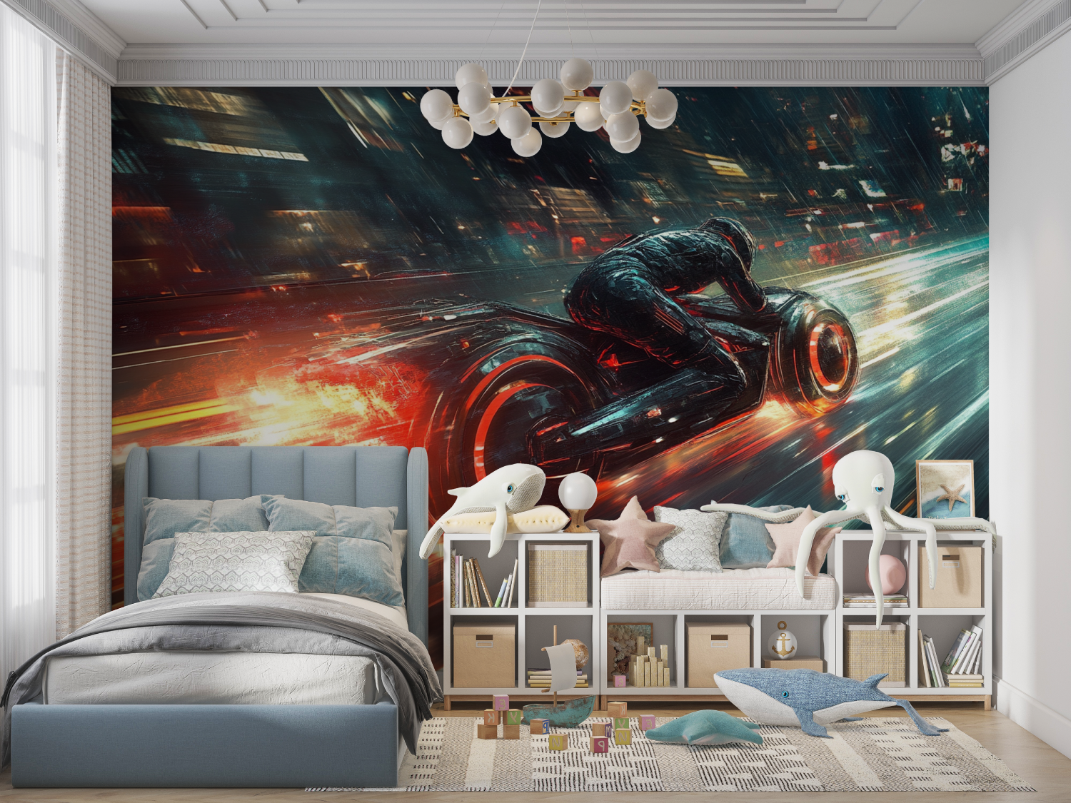 Papier peint moto du futur panoramique garcon