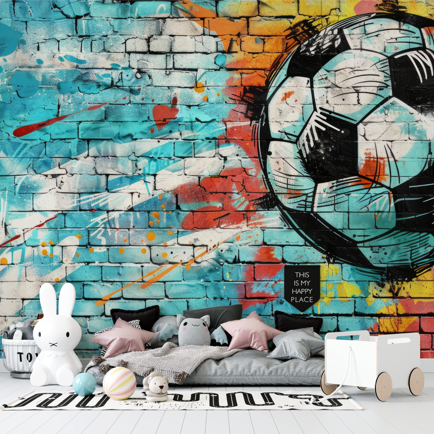 Papier peint graffiti foot tapisserie garcon
