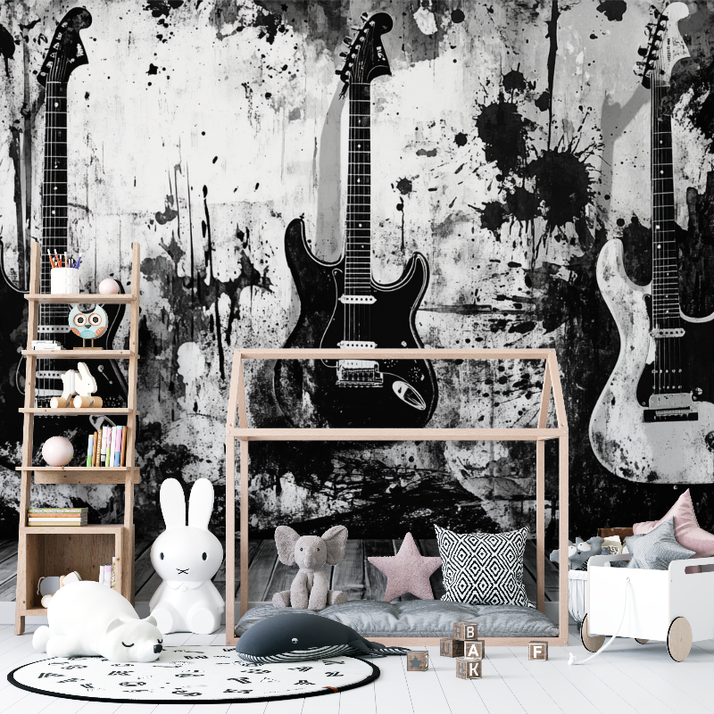 Papier peint rock noir et blanc 12