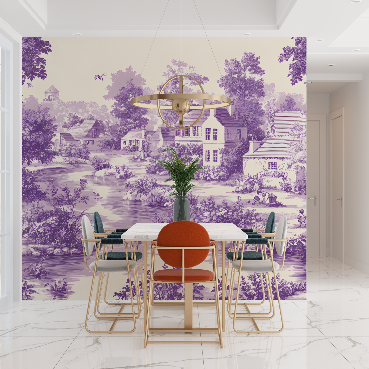 Papier Peint Chambre Violet - contemporain