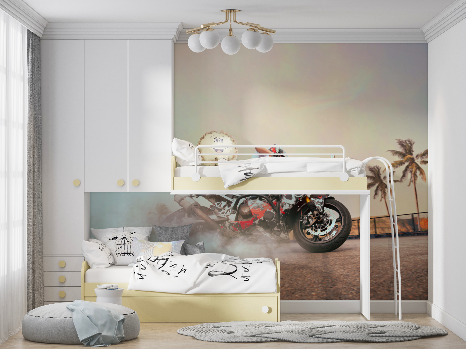 Papier peint moto freestyle drift manga hero