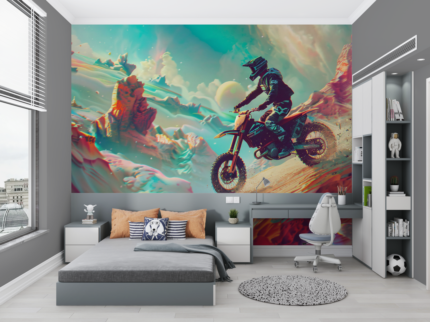 Papier peint motocross tapisserie chambre petit