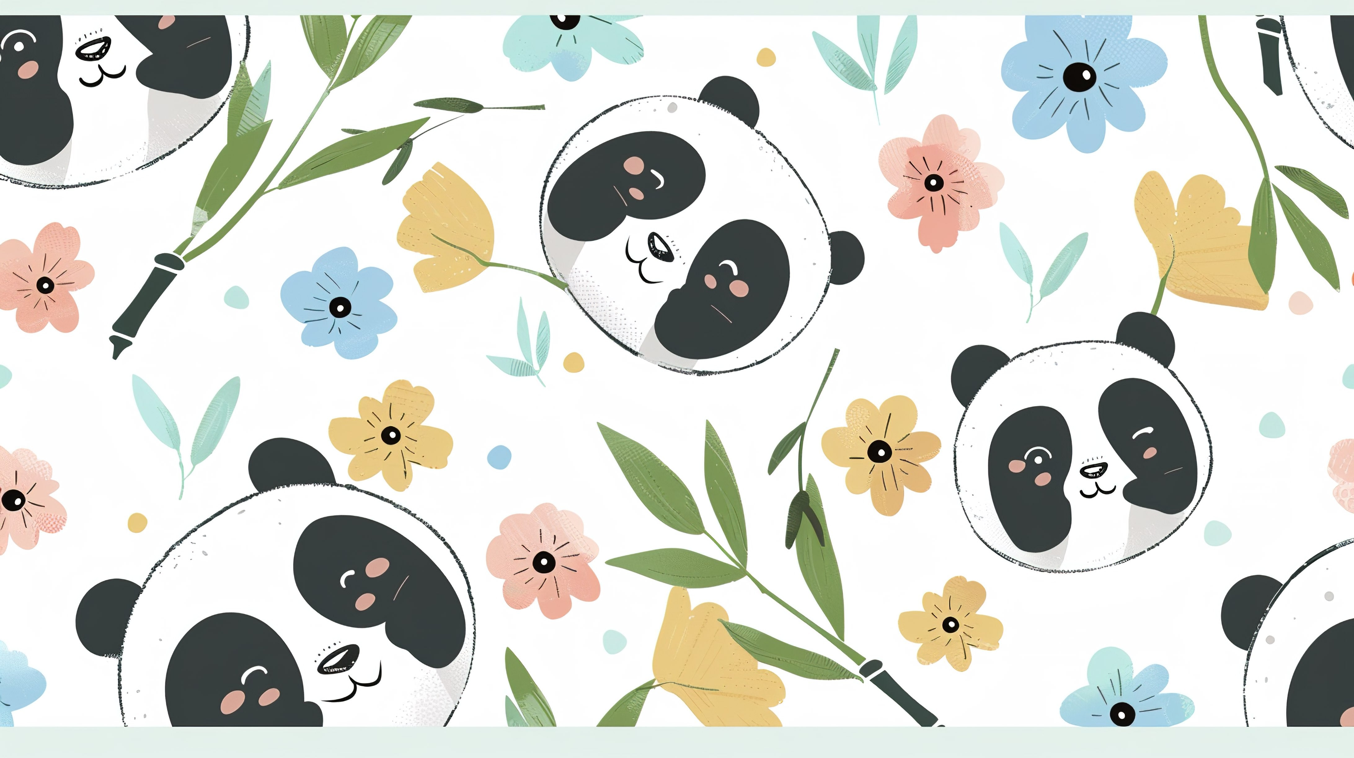 Papier peint Pandas motifs bébé