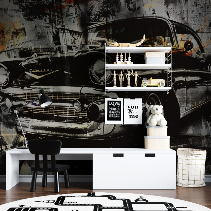 Papier peint hd voiture ancienne tapisserie chambre ados