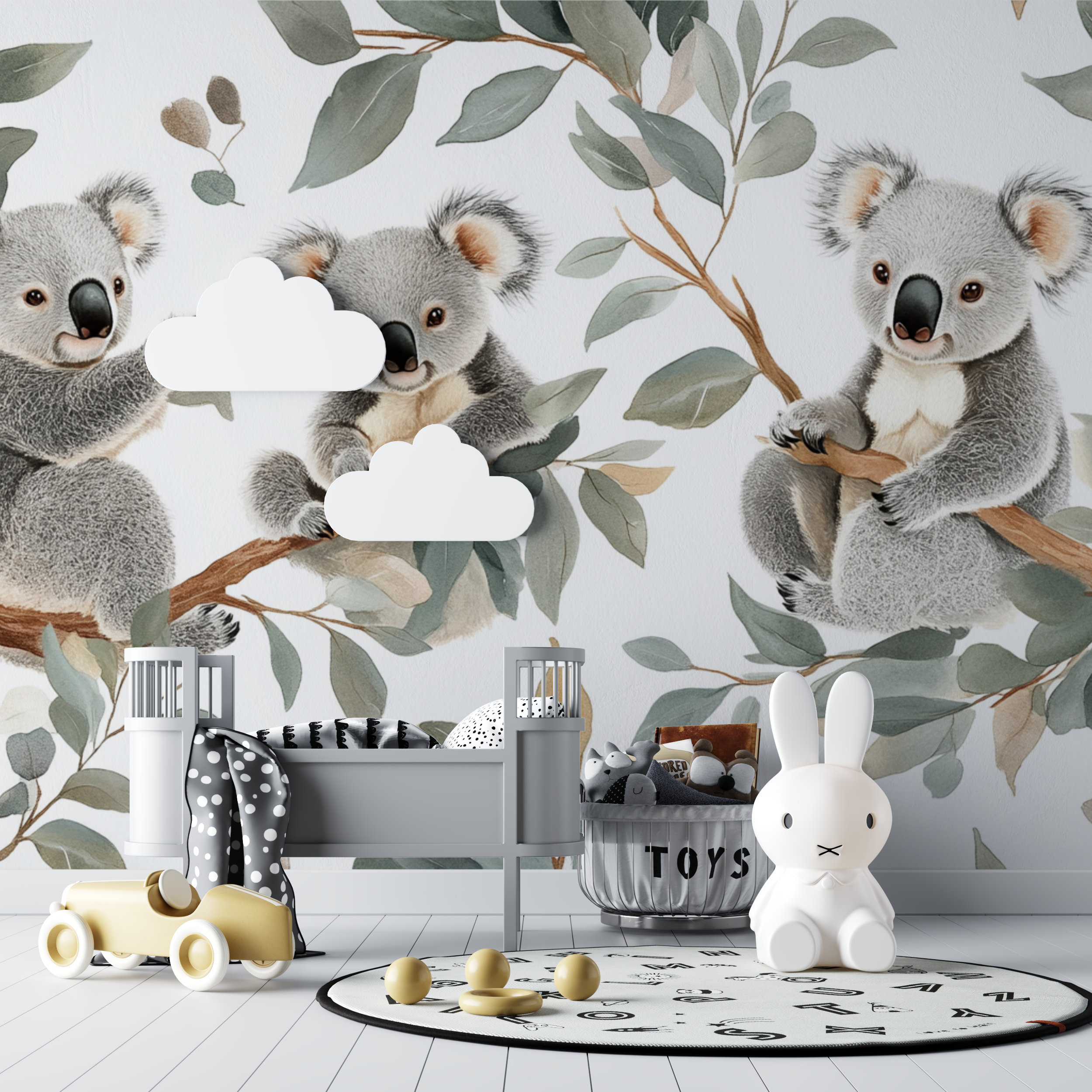 Papier peint koala dans les feuillages givres bebe tipi