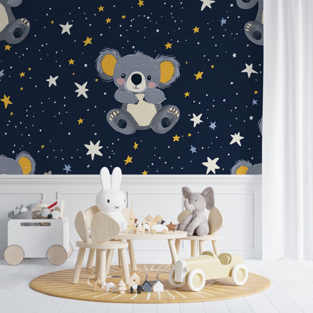 Papier peint koala parmi les etoiles chambre de bebe