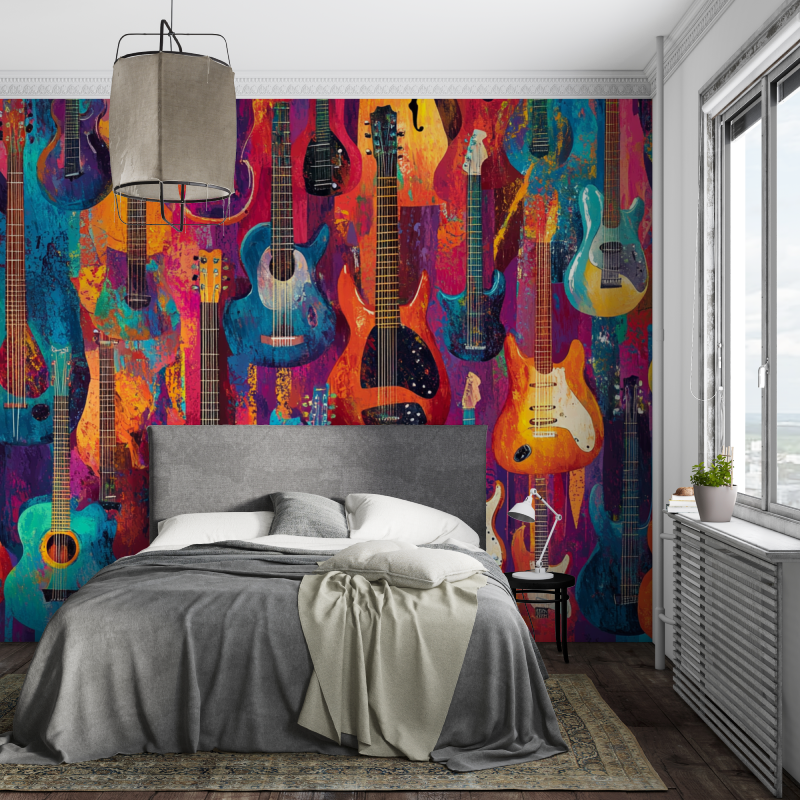 Frise papier peint instrument de musique piece ados