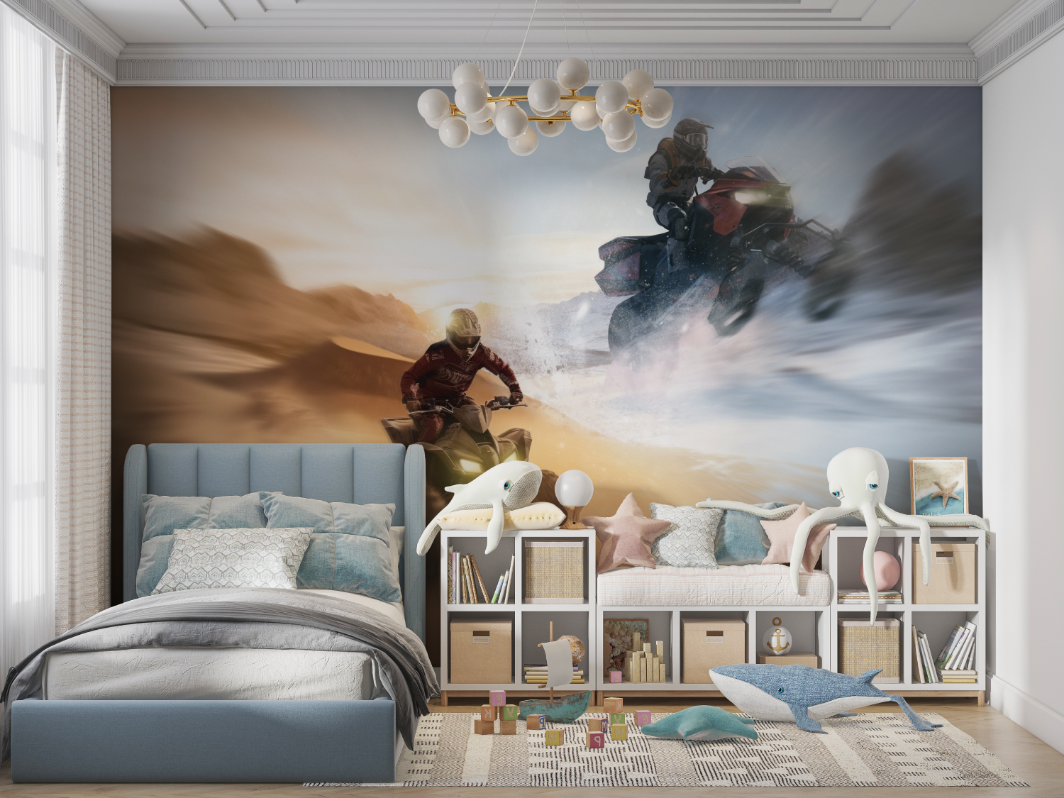 Papier peint garcon moto quad panoramique garcon