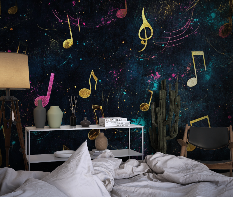 Papier peint musique note chambre dado1
